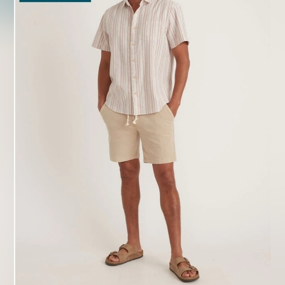 marine layer hemp tencel shirt in warm multi stripe - Picture 2 of 6